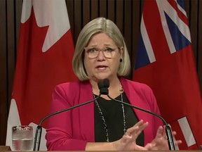 Official Opposition Leader Andrea Horwath of the NDP speaks Tuesday about what she said is a confusing, incomplete government plan to require vaccination passports.