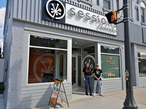 Sessions Cannabis, the first brick-and-mortar cannabis store in Walkerton, recently opened its doors at 206 Durham St. E. Pictured here are staff members Dana and Aaron