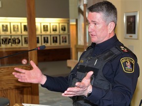 Belleville Police Chief Mike Callaghan told Belleville Police Service Board Thursday city and OPP officers with the Project Renewal team are making a major dent in drug trafficking in the region. POSTMEDIA FILE