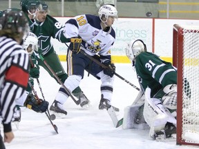 The Sherwood Park Crusaders lost their first two games of the season to the rival Spruce Grove Saints. Photo courtesy Target Photography