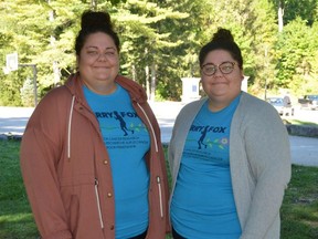 Owen Sound Terry Fox Run organizers Kate, left, and Adrienne Robinson, at Harrison Park on Sunday, September 19, 2021. The run was held in a "one day, your way" format this year again, due to the pandemic, but some small groups and individuals came out to do the traditional run route in and around the park. As of last week, more than $12,400 had been raised, with the sisters hoping to reach the $15,000 mark.