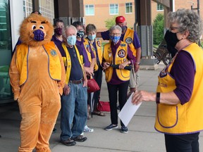 North Bay Lions Club president Wendy Porter-Greason addresses members of the club and hospital officials, Tuesday, at a cheque donation at the North Bay Regional Health Centre.
PJ Wilson/The Nugget