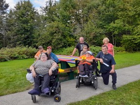 On Labour Day, dozens of people gathered at the Black Creek picnic area at the fishing pier to see the accessible trail that has been partially completed by volunteers headed up by Dennis Lendrum. Carol Hughes (MP-NDP Algoma-Manitoulin-Kapuskasing) and Mike Mantha (MPP-Algoma-Manitoulin) along with members of Espanola Fish and Game explored the trail, which has been updated with gravel so that wheelchairs can now use the trail.