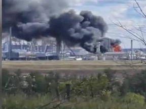 At approximately 2pm on Monday, Sept. 20, a fire broke out at Plains Midstream on 125 Street in Fort Saskatchewan. Photo Supplied.