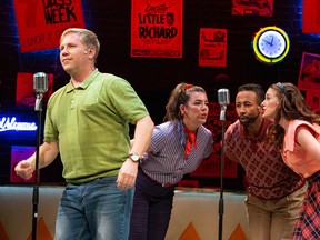 Andrew Hodwitz, from left, Justine Lewis, Jeremy Carver-James and Julia McLellan star in "Back in '59," which is playing at the Firehall Theatre in Gananoque through Oct. 2, 2021.