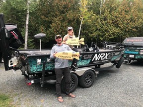 Jeff and Shelby Gustafson with their beautifully trophies from Steve Hanson at the Crow Lake Classic this past weekend.