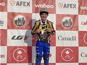 Ten-year old Brady Mitschke of Spruce Grove is a newly crowned Canadian BMX champion and triple crown winner (Canadian champion, Alberta champion and Provincial Series champion). He won the national title at the end of August and the other two provincial titles in Calgary on Sept. 11 and 12. Submitted photo.