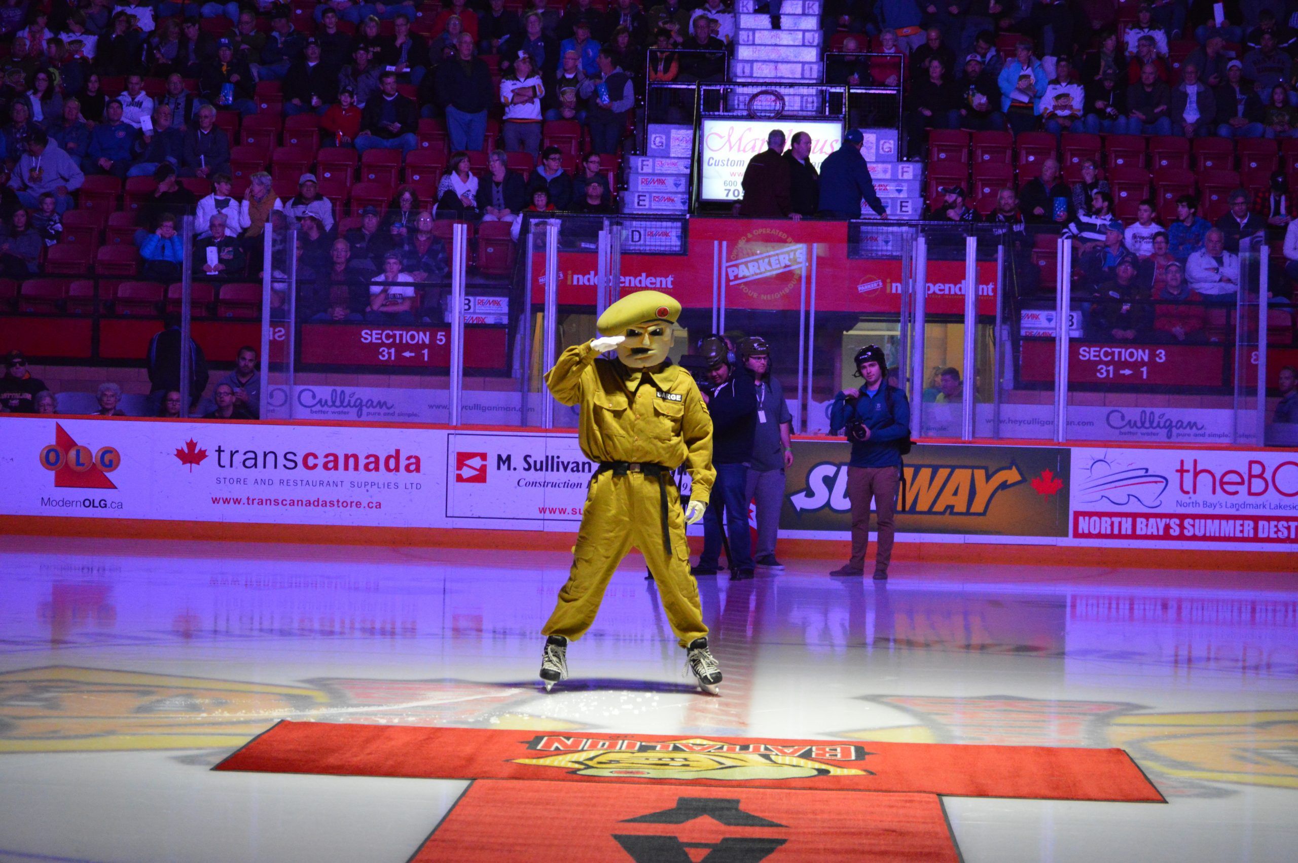Team mascot Sarge. The Ontario Hockey League returns to North Bay