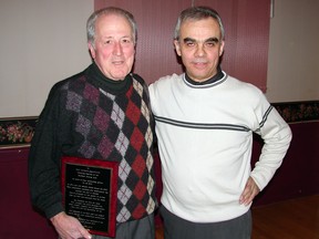 Longtime Sudbury Cycling Club treasurer Eli Girolametto, left, and head coach Battista Muredda, both of whom were among the club's founding members.