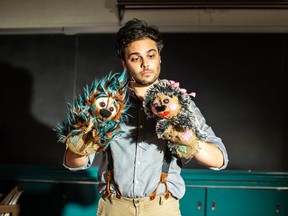 Adam Proulx and his puppets star in How to Hug a Porcupine. CURT O'NEIL PHOTO