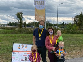 The five members of the Ward family were among 172 runners and walkers who raised more than $92,000 in the 15th annual Our Hospital Walk/Run on the weekend.
Submitted Photo