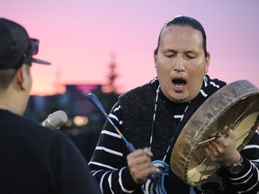 Llyod Cardinal with the Young Cree recently performed during the Edmonton Wildcats home opener at Emerald Hills Sports Pavilion. One of Strathcona County's council's final decisions was approving another nine Calls for Action outlined in the TRC report. Lindsay Morey/News Staff