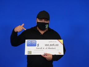 Allenford's Darryl Wesley matched the last six of seven ENCORE numbers in exact order in the June 18, 2021 LOTTO MAX draw to win $100,000. He also won $4 on a second ENCORE selection, bringing his total winnings to $100,004.