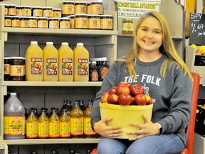 Lisa Herrewynen, senior manager of operations with the Norfolk Fruit Growers’ Association, reports a good apple harvest this year. Herrewynen said NFGA’s Apple Place retail outlet in Simcoe should have a good supply of fresh local apples well into next spring. Monte Sonnenberg/Postmedia