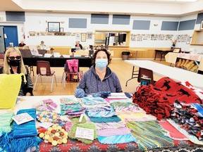 : Helen Bulger and Jennifer Buitendyk, with ‘Jennifer’s Blankets’ had several items for sale, from scrubbies and scarves to blankets.