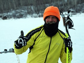 In just under 10 hours, Councillor Phil Meagher gives a thumbs up after skiing 50 kilometres to raise funds for the Centre of Hope in this March 2013 file photo. Meagher raised more than $11,400 to ski 280 kilometres from Fort Chipewyan to the Snye. Vincent McDermott/Fort McMurray Today/Postmedia Network