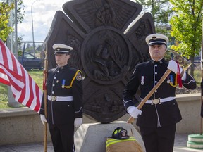 An honour guard at the Fallen Firefighters Memorial at Fire Hall #5 in Fort McMurray on Saturday, September 11, 2021. Scott McLean/Fort McMurray Today/Postmedia Network