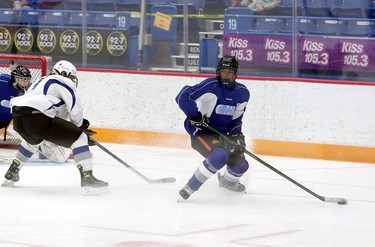 Action from the Sudbury Wolves' annual Blue and White Game at Sudbury Community Arena in Sudbury, Ontario on Friday, September 3, 2021. Ben Leeson/The Sudbury Star/Postmedia Network