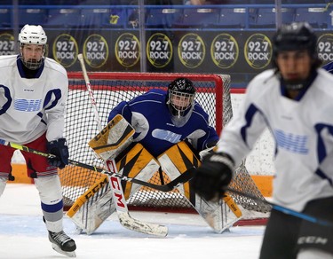 Action from the Sudbury Wolves' annual Blue and White Game at Sudbury Community Arena in Sudbury, Ontario on Friday, September 3, 2021. Ben Leeson/The Sudbury Star/Postmedia Network