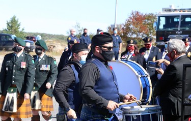 Royal Canadian Legion Branch 564 hosted a dedication ceremony for its expanded cenotaph, which now includes two granite memorial walls in tribute to deceased veterans who were members of the Lockerby Legion, as well as paver stones dedicated to legionnaires, veterans and their loved ones, in Sudbury, Ontario on Saturday, September 18, 2021. Ben Leeson/The Sudbury Star/Postmedia Network