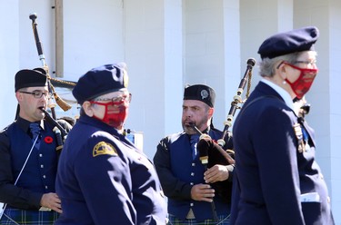 Royal Canadian Legion Branch 564 hosted a dedication ceremony for its expanded cenotaph, which now includes two granite memorial walls in tribute to deceased veterans who were members of the Lockerby Legion, as well as paver stones dedicated to legionnaires, veterans and their loved ones, in Sudbury, Ontario on Saturday, September 18, 2021. Ben Leeson/The Sudbury Star/Postmedia Network