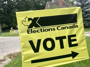 Elections Canada polling station signs near First United Church in Owen Sound. DENIS LANGLOIS