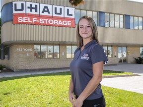 Tory Ellis is the general manager of the new U-Haul Self-Storage facility on York Street in London. She shown at the facility, a former call centre, on Monday September 6, 2021. (Derek Ruttan/The London Free Press)