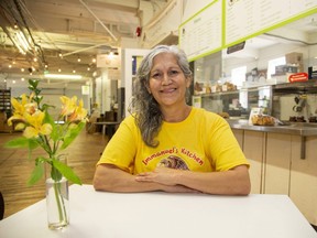 Ester Garcia owns and operates Immanuel's Kitchen, a restaurant at 630 Dundas St. in London. Garcia, who immigrated to Canada in 1986, is one of eight immigrants featured in the I am London campaign to highlight the contributions of newcomers during the COVID-19 pandemic. (Derek Ruttan/The London Free Press)