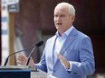 Conservative Party Leader Erin O'Toole speaks at a news conference in Belleville, Ont., Aug. 9, 2021.