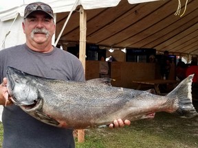 Scott Graham's derby-winning salmon shortly after the weigh scales closed, ending the Owen Sound Salmon Spectacular for another year, on Sunday, Sept. 5, 2021 in Owen Sound, Ont. (Scott Dunn/The Sun Times/Postmedia Network)