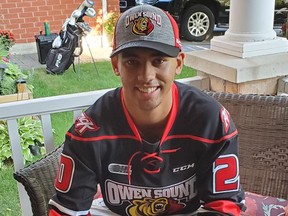 Taos Jordan signed a standard played contract with the Owen Sound Attack following the team's second preseason contest in North Bay this past weekend. Jordan was selected in the 12th round, 230th overall of the 2020 Priority Selection Draft. Photo supplied