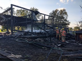 A Townsend area barn was destroyed on Friday and five firefighting stations responded to the blaze, which was started due to a nearby agricultural burn.