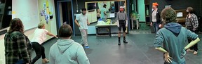 Ms. Mort’s (far left in white) improv class in full swing at Westwood Community High School