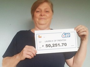 Laura Hardy of Trenton won the second prize of $50,251.70 in the June 30 LOTTO 6/49 draw. OLG