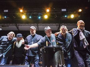 All You Need Is Love band mates, Al Haring, Andy Forgie, Vitas Slapkauskas, Paul Lockyer, Steve Smith and Mark Rashotte take their final bow after their farewell show at the Empire Welcome Home Weekend Saturday in Belleville, Ontario. ALEX FILIPE
