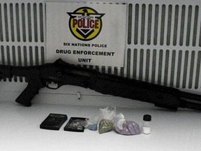 Police on Six Nations of the Grand River say they seized a loaded firearm and a large amount of drugs during a raid Sept. 9.