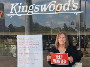 Lori Misener, of Kingswood's Restaurant in Brantford, is having a tough time finding staff as the COVID-19 pandemic and government support programs continue. Misener is also worried about the impact the province's proof of vaccination policy will have on her business.