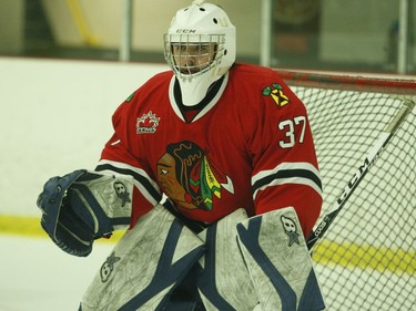 Brockville goalie Kannon Flageolle was in net all afternoon as the Braves edged the Kemptville 73's 6-5 in a shootout on Saturday. The Braves were outshot 35-30 in the exhibition game.
Tim Ruhnke/The Recorder and Times