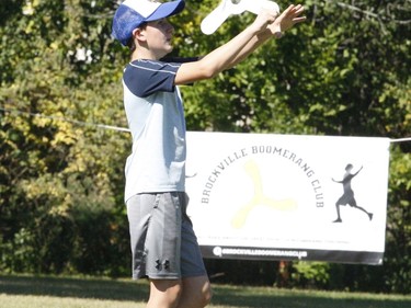Ronan Cholette competes in the Brockville Boomerang Club's 2021 tournament on Saturday, Sept. 18.
Tim Ruhnke/The Recorder and Times