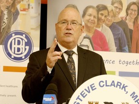 Leeds-Grenville-Thousand Islands and Rideau Lakes MPP Steve Clark announces one-time funding of $25.6 million at Brockville General Hospital on Thursday morning. (RONALD ZAJAC/The Recorder and Times)