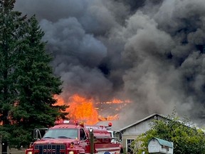 The Northern Lights Equine horse farm just outside Smiths Falls went up in flames on Sept. 23. The fire destroyed both the barn and apartment above, leaving a family with virtually nothing. (SUBMITTED PHOTO)