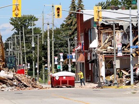 A load of debris from the Wheatley explosion site is secured before it is removed Wednesday. More than 90 per cent of the debris was expected to be removed by end of business on Thursday to help facilitate the investigation into the source of a hydrogen sulphide gas leak, which is suspected of causing the blast on Aug. 26. (Ellwood Shreve/Chatham Daily News)