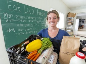 Courtney Lang is general manager of Eat Local Huron, a non-profit that connects consumers to local producers in Huron County. Residents can order farm fresh produce, milk, eggs, cheese and meats and have them delivered anywhere in Huron County for a $10 fee. Mike Hensen/Postmedia Network