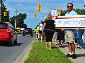 Chants of "my body, my choice" echoed around the hospital, on Wednesday September 1, 2021 in Cornwall, Ont. Francis Racine/Cornwall Standard-Freeholder/Postmedia Network