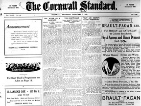 The front page of the Feb. 7, 1929, Cornwall Standard.