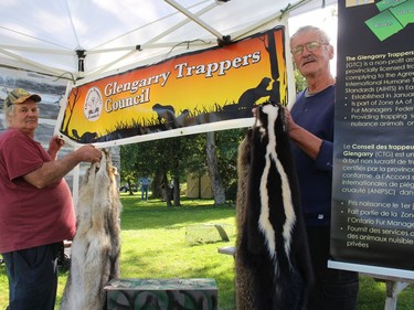 Ken MacLeod (left) and Steve Kaluta of the Glengarry Trappers Council, at the Harvest Festival. Photo on Sunday, September 12, in Dunvegan, Ont. Todd Hambleton/Cornwall Standard-Freeholder/Postmedia Network