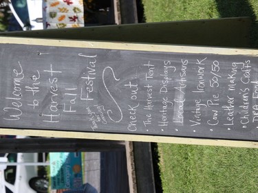 A Harvest Festival sign at the Glengarry Pioneer Museum. Photo on Sunday, September 12, in Dunvegan, Ont. Todd Hambleton/Cornwall Standard-Freeholder/Postmedia Network