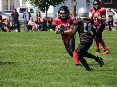 Wildcats' ball carrier Charles Emile Nadeau on a run in Sunday's game. Photo on Sunday, September 12, 2021, in Cornwall, Ont. Todd Hambleton/Cornwall Standard-Freeholder/Postmedia Network