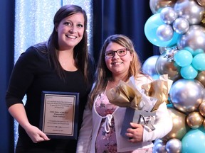 BBBS caseworker Kelsey Jeaurond making a presentation to little sister of the year Tayla Coleman.Handout/Cornwall Standard-Freeholder/Postmedia Network