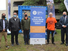 From left, Justin Lafontaine, Dale Allen, Troy Thompson, Cornwall City Coun. Syd Gardiner and SDG Warden Al Armstrong at the launch of the second Spark tourism program on Wednesday September 29, 2021 in Cornwall, Ont. Shawna O'Neill/Cornwall Standard-Freeholder/Postmedia Network